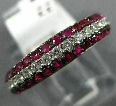 .97CT DIAMOND & AAA RUBY 14KT WHITE GOLD 3D 3 ROW SEMI ETERNITY ANNIVERSARY RING