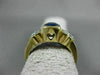 ESTATE WIDE .80CT DIAMOND & AAA SAPPHIRE 14KT 2 TONE GOLD SEMI BEZEL FLOWER RING