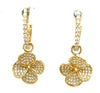 ESTATE .62CT DIAMOND 18KT YELLOW GOLD 3D CLASSIC FLOWER HUGGIE HANGING EARRINGS