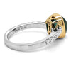 2.31CT DIAMOND & AAA EMERALD 18KT 2 TONE GOLD 3D CABOCHON BEZEL ENGAGEMENT RING