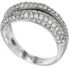 ESTATE WIDE .82CT DIAMOND 18KT WHITE GOLD 3D CLASSIC MULTI ROW SWIRL FUN RING