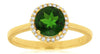 1.55CT DIAMOND & AAA GREEN GARNET 14KT YELLOW GOLD 3D ROUND HALO FRIENDSHIP RING
