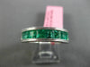 ESTATE 2.12CT AAA EMERALD 18K WHITE GOLD SEMI ETERNITY MILGRAIN ANNIVERSARY RING
