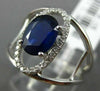 ESTATE 1.53CT DIAMOND & AAA SAPPHIRE 14K WHITE GOLD 3D OVAL HALO ENGAGEMENT RING