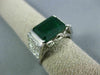 ESTATE 3.84CT DIAMOND & AAA EMERALD 18KT WHITE GOLD 3D SQUARE ENGAGEMENT RING