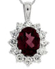 LARGE 3.35CT DIAMOND & AAA RHODOLITE 14KT WHITE GOLD OVAL & ROUND FLOWER PENDANT