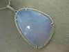 ESTATE LARGE .30CT DIAMOND & AAA BLUE CHALCEDONY 14KT WHITE GOLD 3D LOVE PENDANT