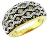 WIDE 1.23CT WHITE & MOCHA DIAMOND 14KT YELLOW GOLD 3D MULTI ROW ANNIVERSARY RING
