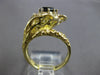 LARGE .80CT DIAMOND & AAA GREEN SAPPHIRE 18K 2 TONE GOLD 3D LEAF FUN RING #28297
