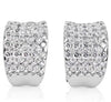 LARGE 2.28CT DIAMOND 14KT WHITE GOLD MULTI ROW UMBRELLA CLIP ON HANGING EARRINGS