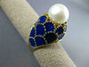 ANTIQUE LARGE BLUE ENAMEL & AAA SOUTH SEA PEARL 14K YELLOW GOLD SHELL RING #2748