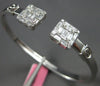 WIDE 1.11CT DIAMOND 18K WHITE GOLD 3D ROUND & BAGUETTE INVISIBLE BANGLE BRACELET