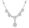 LARGE 1.88CT DIAMOND 14K WHITE GOLD ROUND MULTI CIRCULAR TEAR DROP LOVE NECKLACE