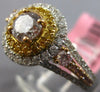 GIA 1.27CT WHITE YELLOW & PINK DIAMOND 18KT TRI COLOR GOLD HALO ENGAGEMENT RING