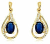1.40CT DIAMOND & AAA SAPPHIRE 14K YELLOW GOLD 3D OVAL & ROUND TEAR DROP EARRINGS