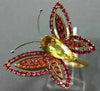 ESTATE LARGE 2.05CT MULTI GEM 18KT WHITE & ROSE GOLD HANDCRAFTED BUTTERFLY RING