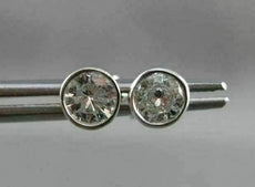 ANTIQUE .63CT ROUND BEZEL DIAMOND 14KT WHITE GOLD STUD EARRINGS 5mm UNIQUE #7837