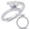 ESTATE .76CT DIAMOND 14KT WHITE GOLD 3D CLASSIC TWO STONE CRISS CROSS LOVE RING