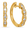 ESTATE .40CT DIAMOND 14KT YELLOW GOLD 3D CLASSIC 3 STONE HUGGIE HANGING EARRINGS