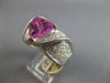 LARGE 3.80CT DIAMOND & AAA PINK QUARTZ 14KT WHITE GOLD TRILLION & ROUND FUN RING