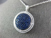 LARGE 2.71CT DIAMOND & AAA SAPPHIRE 18KT WHITE GOLD ROUND CLUSTER HALO PENDANT