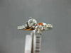 ESTATE .65CT DIAMOND 14KT WHITE & ROSE GOLD 3D TWO STONE SIDE BY SIDE LOVE RING