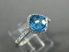 ESTATE 1.29CT DIAMOND & AAA BLUE TOPAZ 14KT WHITE GOLD 3D CUSHION FUN LOVE RING