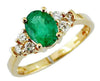 1.42CT DIAMOND & AAA EMERALD 14KT YELLOW GOLD OVAL & ROUND FRIENDSHIP LOVE RING