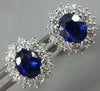 1.93CT DIAMOND & AAA SAPPHIRE 18KT WHITE GOLD OVAL & ROUND FLOWER STUD EARRINGS