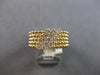 ESTATE WIDE .43CT DIAMOND 14KT YELLOW GOLD MULTI ROW DIAGONAL BEADED FUN RING