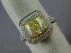 ESTATE LARGE GIA 2.79CT WHITE & CANARY DIAMOND 18K TWO TONE GOLD ENGAGEMENT RING