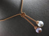 LARGE .42CT DIAMOND & AAA WHITE & PINK SOUTH SEA PEARL 18K ROSE GOLD 3D NECKLACE
