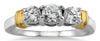 ESTATE 1.0CT DIAMOND 14K WHITE & YELLOW GOLD 3D CLASSIC 3 STONE ANNIVERSARY RING