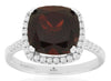 LARGE 4.95CT DIAMOND & AAA GARNET 14K WHITE GOLD 3D CUSHION & ROUND SQUARE RING