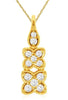 .17CT DIAMOND 14KT YELLOW GOLD DOUBLE FLOWER FILIGREE TEAR DROP FLOATING PENDANT