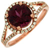 ESTATE 2.56CT DIAMOND & AAA RHODOLITE 14KT ROSE GOLD ROUND HALO ENGAGEMENT RING