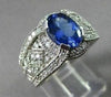 ESTATE WIDE 2.95CT DIAMOND & AAA TANZANITE 14KT WHITE GOLD FILIGREE RING #1505