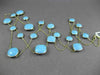ANTIQUE EXTRA LONG 14KT YELLOW GOLD EXTRA FACET TURQUOISE BY THE YARD NECKLACE