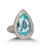 LARGE 4.50CT DIAMOND & AAA PARAIBA TOURMALINE 18KT WHITE GOLD 3D ENGAGEMENT RING