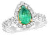 ESTATE 4.41CT DIAMOND & AAA EMERALD 18K 2 TONE GOLD PEAR SHAPE ROUND & OVAL RING