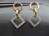 ESTATE .46CT DIAMOND 14KT WHITE & ROSE GOLD 3D CIRCLE & SQUARE HANGING EARRINGS
