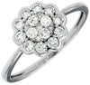 ESTATE .50CT DIAMOND 14KT WHITE GOLD 3D ROUND CLUSTER SEMI BEZEL FLOWER FUN RING
