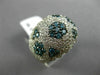 ESTATE LARGE 2.46CT WHITE & BLUE DIAMOND 14K WHITE GOLD 3D MULTI FLOWER FUN RING