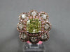 LARGE GIA 3.42CT WHITE PINK & GREEN DIAMOND 18KT 2 TONE GOLD 3D ENGAGEMENT RING