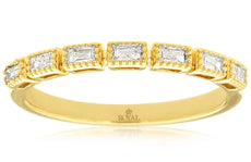.20CT DIAMOND 14KT YELLOW GOLD 3D EMERALD CUT 7 STONE FILIGREE ANNIVERSARY RING