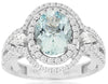 LARGE 2.17CT DIAMOND & AAA AQUAMARINE 14KT WHITE GOLD OVAL PEAR SHAPE HALO RING