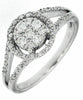 ESTATE .35CT DIAMOND 14KT WHITE GOLD CLASSIC ROUND CLUSTER HALO FLOWER FUN RING