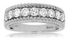 WIDE 1.0CT DIAMOND 14KT WHITE GOLD CLASSIC 9 STONE ROUND ROPE ANNIVERSARY RING