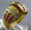 LARGE 3.65CT DIAMOND & AAA RUBY 18KT YELLOW GOLD PRINCESS MULTI ROW CROWN RING