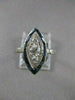 ANTIQUE .75CT OLD MINE DIAMOND SAPPHIRE 18K W GOLD FILIGREE COCKTAIL RING #20411